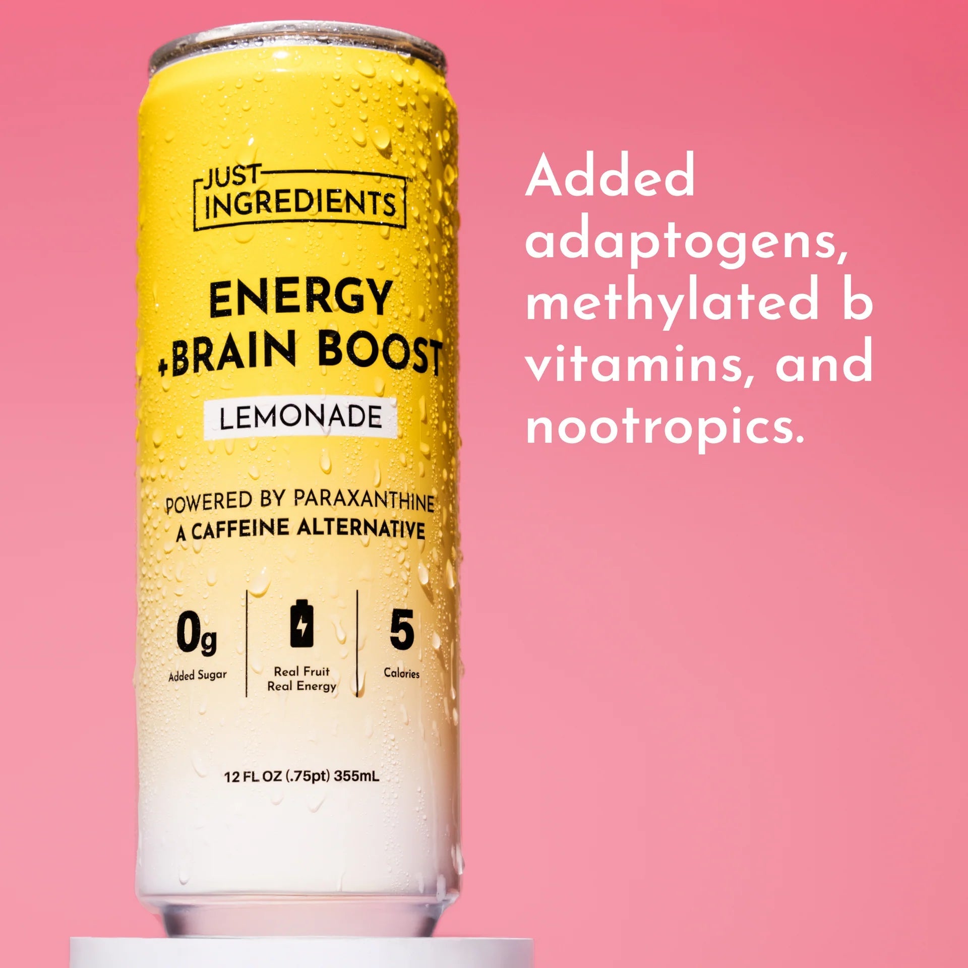 Just Ingredients Lemonade Energy + Brain Boost 12 oz. Can (Individual Can) - Wholistic Nutrition - Beverage - Just Ingredients