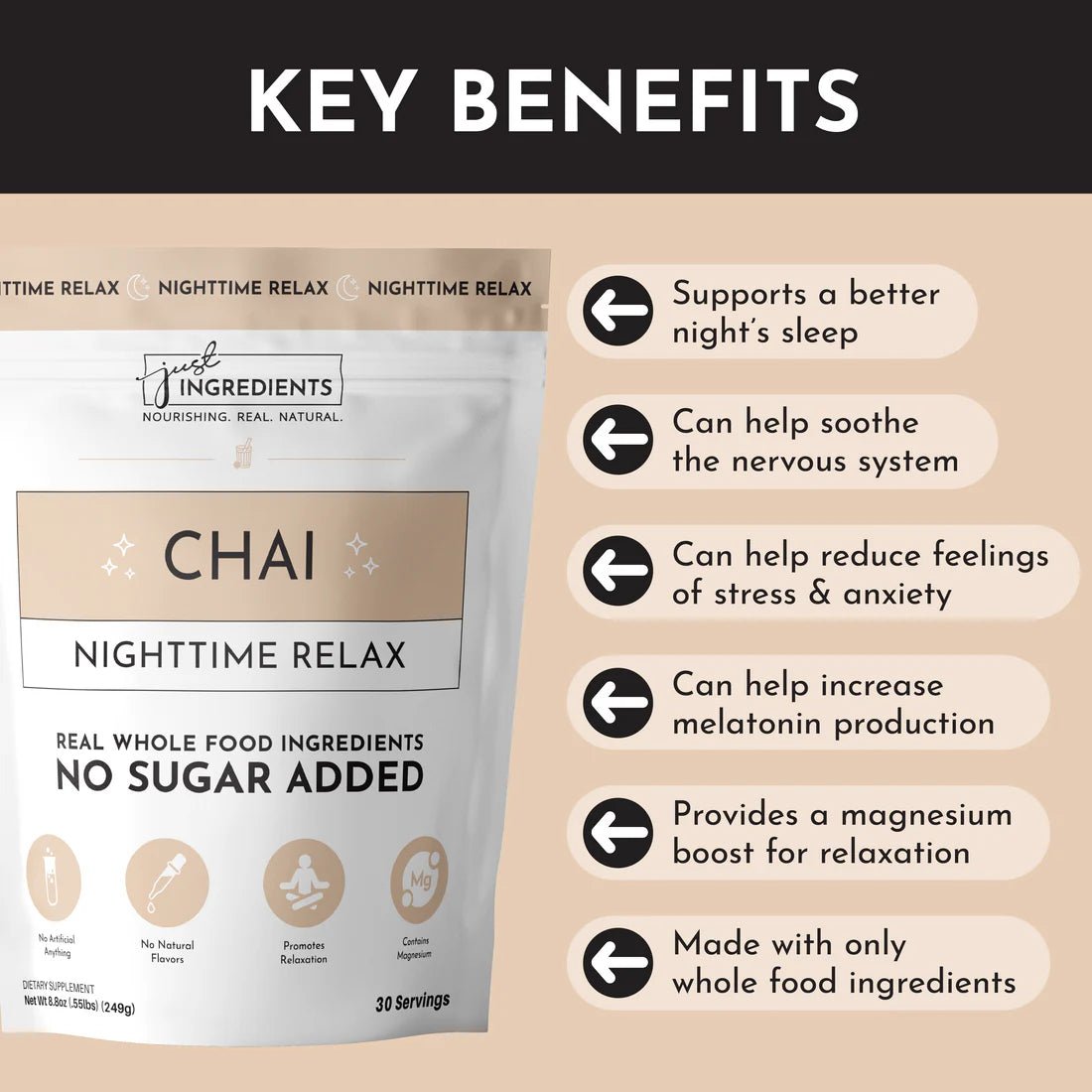 Just Ingredients Nighttime Relax - Wholistic Nutrition - Minerals & Hydration - Just Ingredients