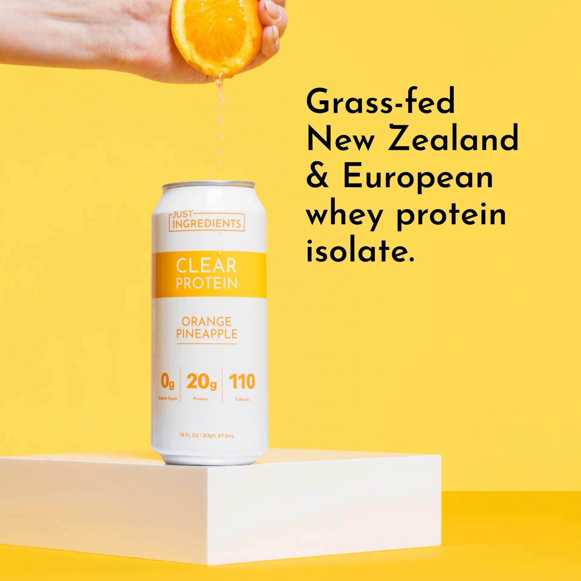 Just Ingredients Orange Pineapple Clear Protein 16 oz. Can (Individual Can) - Wholistic Nutrition - Beverage - Just Ingredients