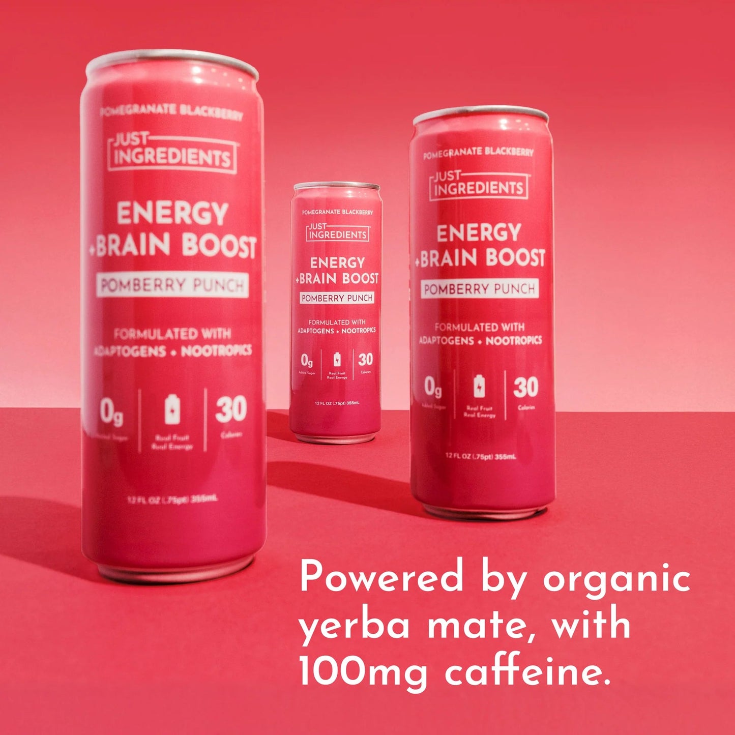 Just Ingredients Pomberry Punch Energy + Brain Boost 12 oz. Can (Individual Can) - Wholistic Nutrition - Beverage - Just Ingredients
