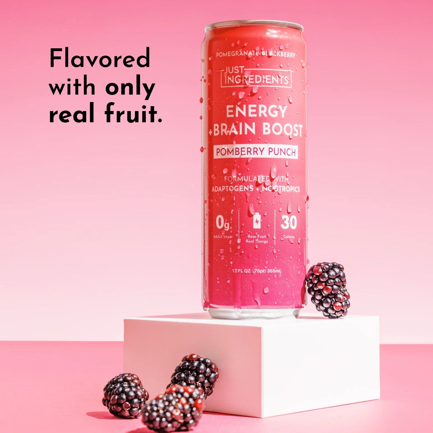 Just Ingredients Pomberry Punch Energy + Brain Boost 12 oz. Can (Individual Can) - Wholistic Nutrition - Beverage - Just Ingredients