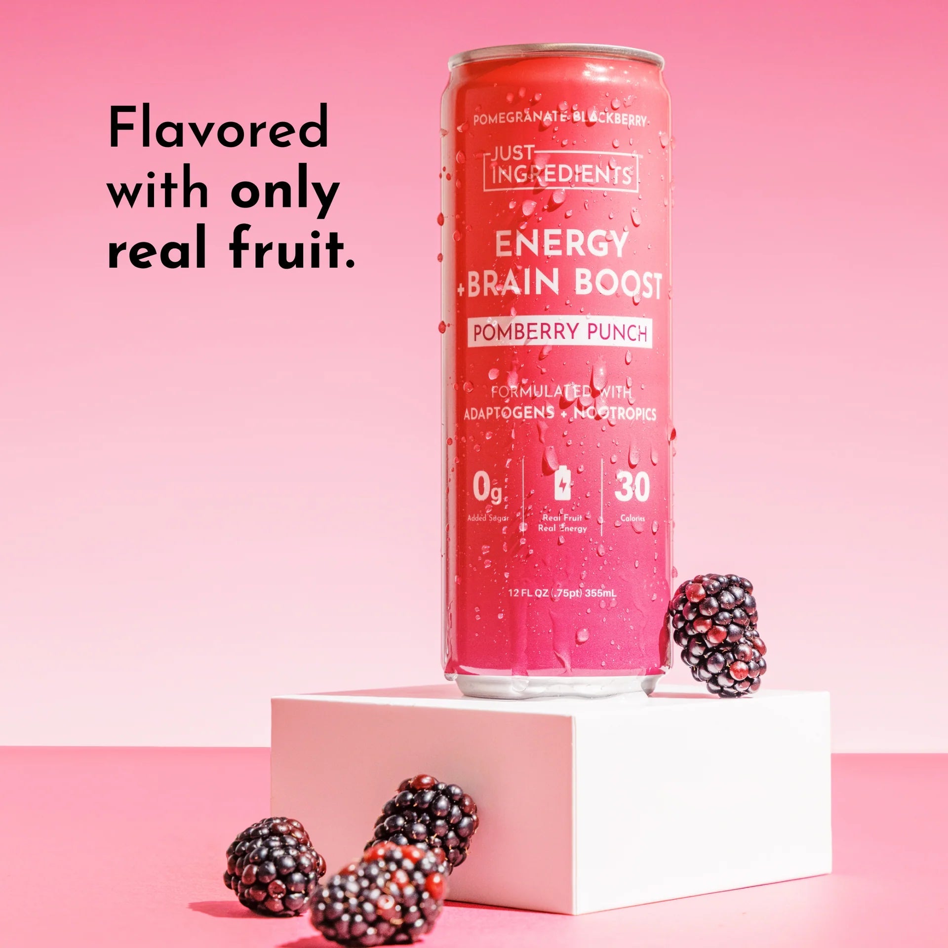 Just Ingredients Pomberry Punch Energy + Brain Boost 12 oz. Can (Individual Can) - Wholistic Nutrition - Beverage - Just Ingredients
