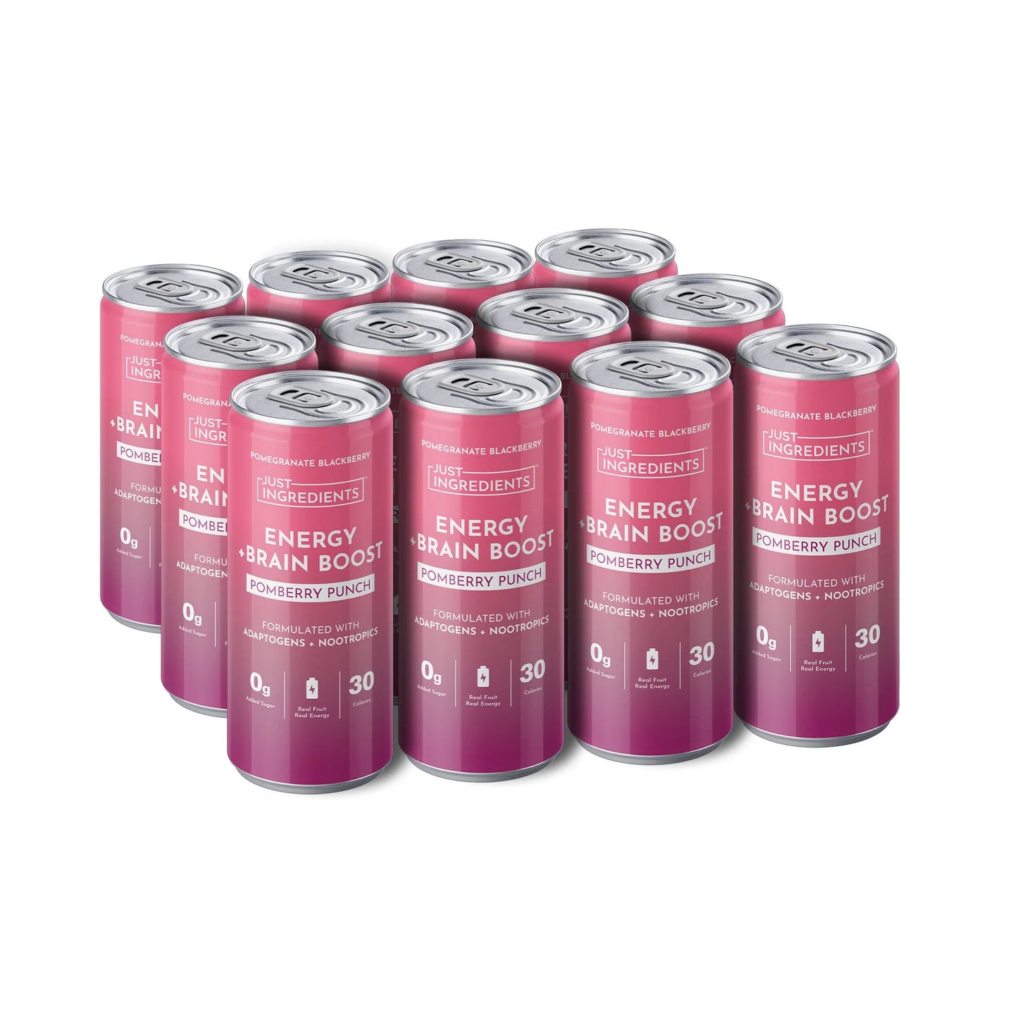 Just Ingredients Pomberry Punch Energy + Brain Boost 12 oz. Can (Individual Can) - Wholistic Nutrition - Beverage - Just Ingredients