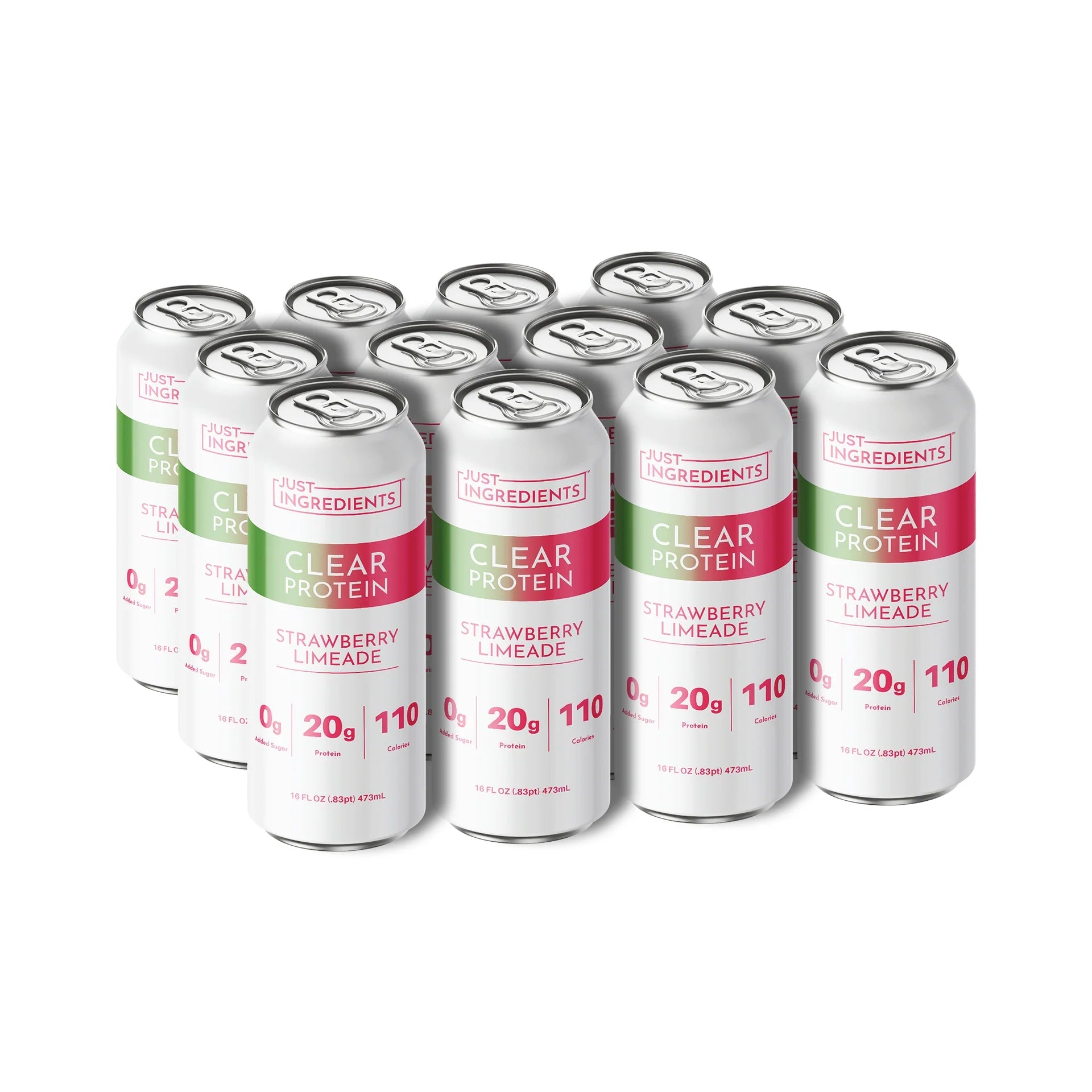 Just Ingredients Strawberry Limeade Clear Protein 16 oz. Can (Individual Can) - Wholistic Nutrition - Beverage - Just Ingredients