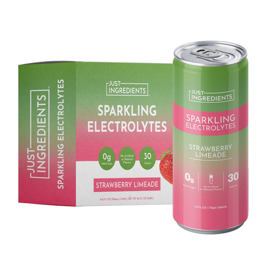 Just Ingredients Strawberry Limeade Sparkling Electrolytes 12 oz Can. (Individual Can) - Wholistic Nutrition - Minerals & Hydration - Just Ingredients