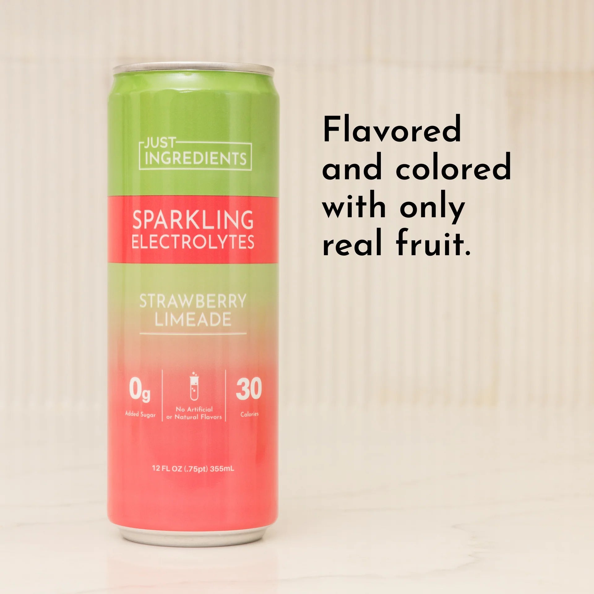 Just Ingredients Strawberry Limeade Sparkling Electrolytes 12 oz Can. (Individual Can) - Wholistic Nutrition - Minerals & Hydration - Just Ingredients