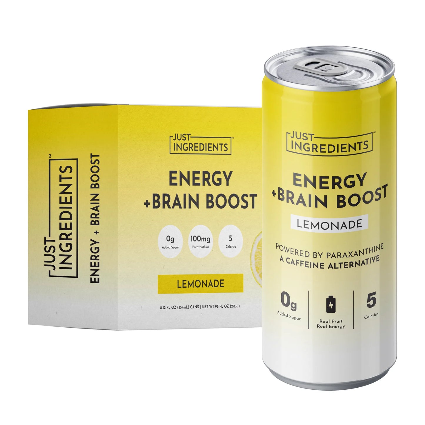 Just Ingredients Lemonade Energy + Brain Boost 12 oz. Can (Individual Can)