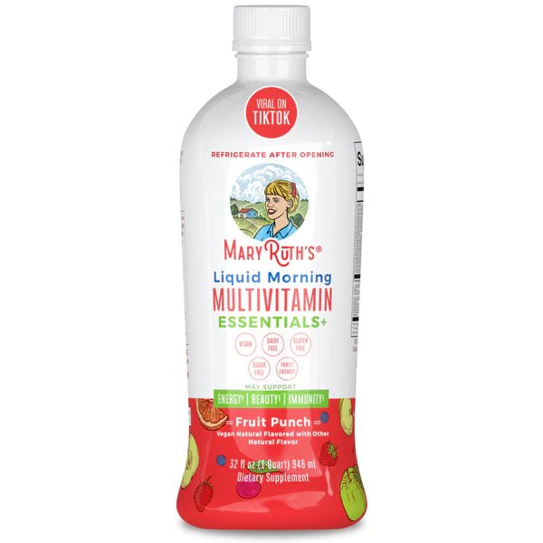Liquid Morning Multivitamin Essentials+ - Fruit Punch Falvored - Wholistic Nutrition - Wellness Supplements - Mary Ruth