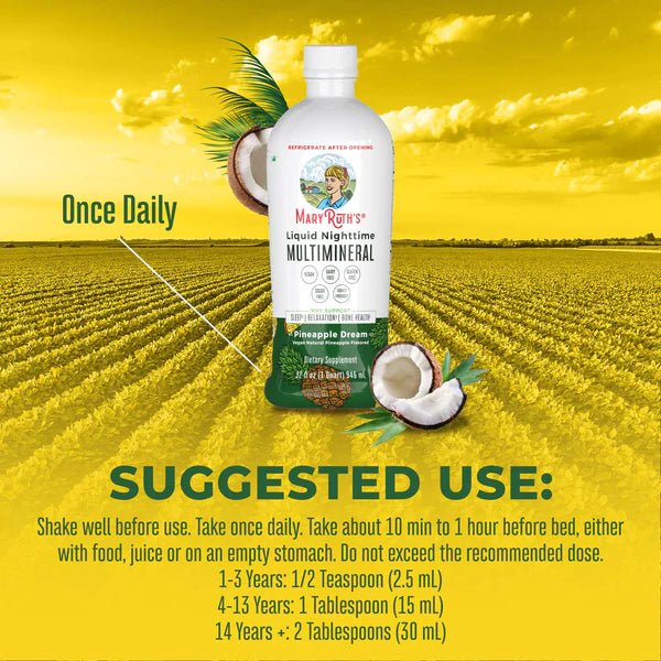 Liquid Nighttime Multimineral - Pineapple Dream Flavored - Wholistic Nutrition - Wellness Supplements - Mary Ruth