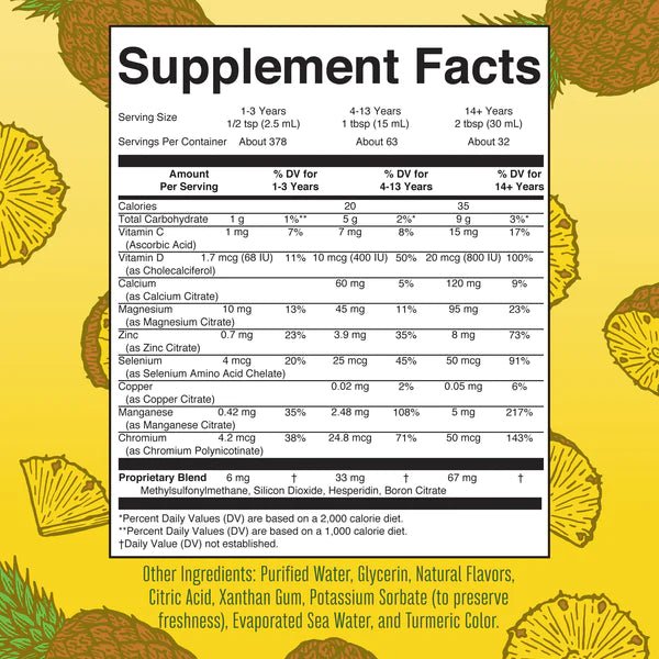 Liquid Nighttime Multimineral - Pineapple Dream Flavored - Wholistic Nutrition - Wellness Supplements - Mary Ruth