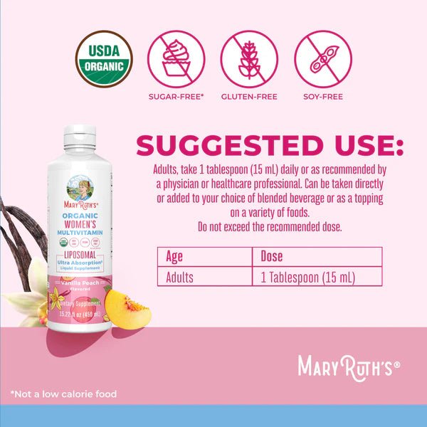 Mary Ruth's Women's Organic Multivitamin Liposomal - Wholistic Nutrition - Wellness Supplements - Mary Ruth