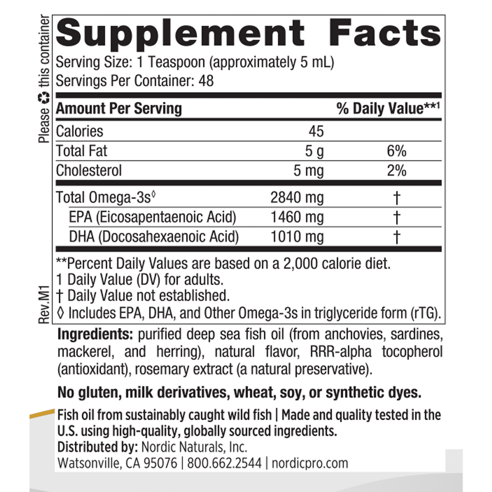 Nordic Naturals ProOmega Lemon Liquid (237 mL) - Wholistic Nutrition - Wholistic Nutrition
