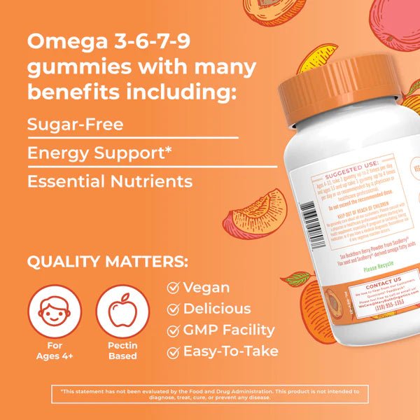 Omega 3 - 6 - 7 - 9 Gummies - Wholistic Nutrition - Wellness Supplements - Mary Ruth