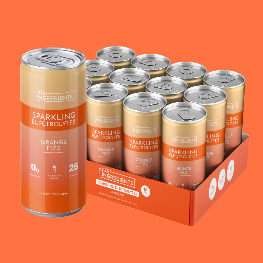 Just Ingredients Orange Fizz Sparkling Electrolytes 12 oz Can. (12-pack)