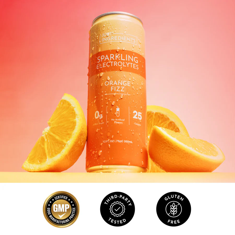 Just Ingredients Orange Fizz Sparkling Electrolytes 12 oz Can. (12-pack)