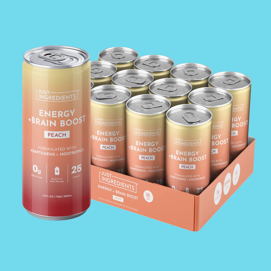 Just Ingredients Peach Energy + Brain Boost 12 oz. Can (Individual Can)