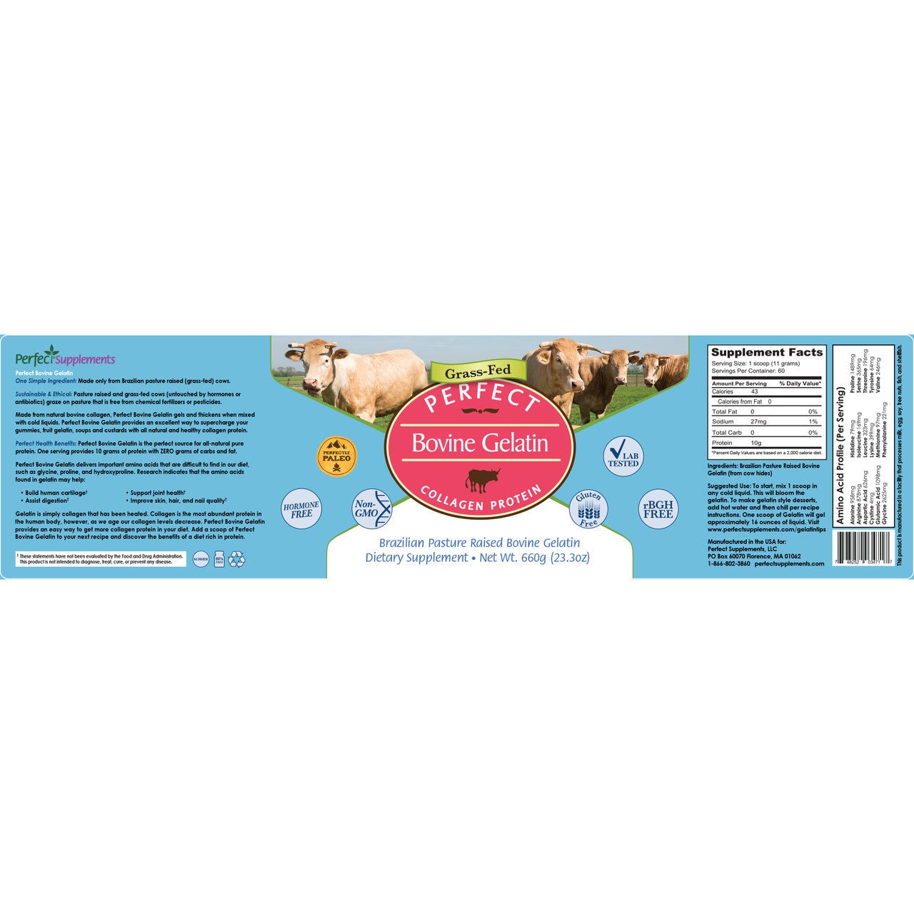 Perfect Bovine Gelatin - Wholistic Nutrition - Protein Powder & Collagen - Perfect Supplements
