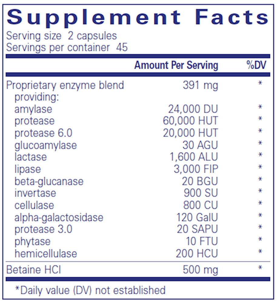 Pure Encapsulations Digestive Enzymes Ultra with Betaine HCl - Wholistic Nutrition - Pure Encapsulations