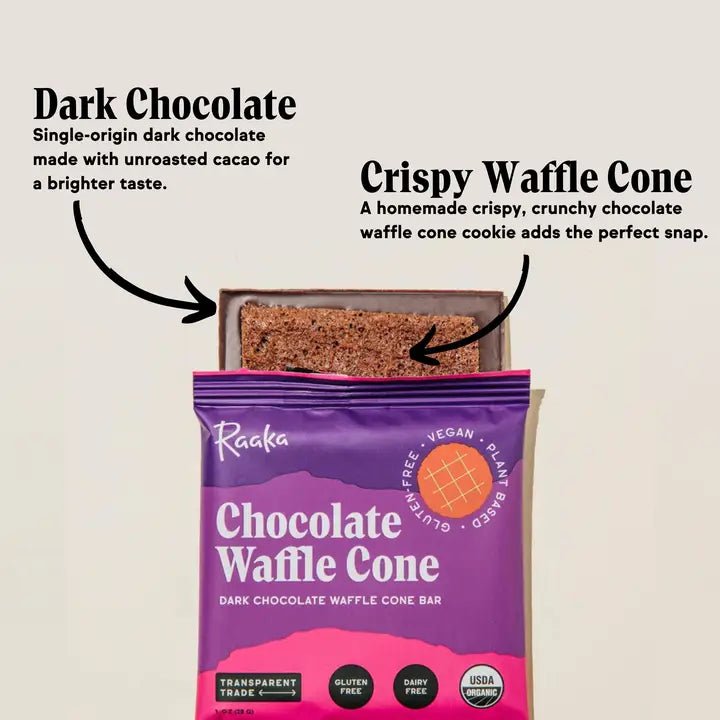 Raaka Chocolate - Waffle Cone - Wholistic Nutrition - Snacks - Raaka Chocolate