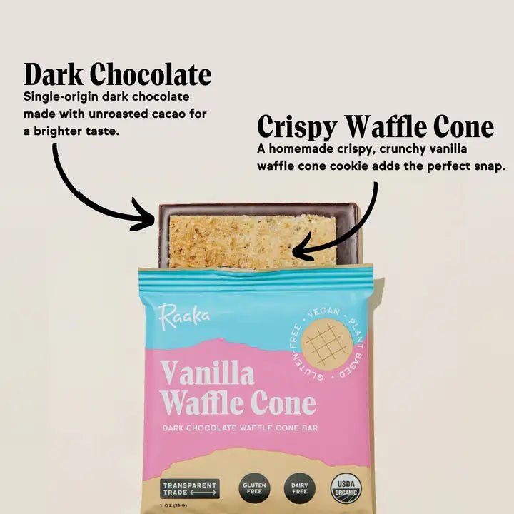 Raaka Chocolate - Waffle Cone - Wholistic Nutrition - Snacks - Raaka Chocolate