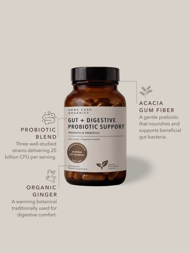 Rowe Casa Gut + Digestive Probiotic Support | 60 Capsules - Wholistic Nutrition-Wellness Supplements-Rowe Casa