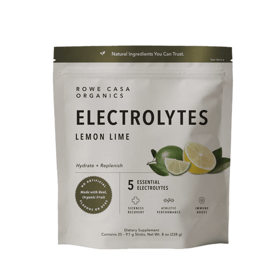 Rowe Casa Lemon Lime Electrolytes - 25 Serving Stick Pack - Wholistic Nutrition - Minerals & Hydration - Rowe Casa