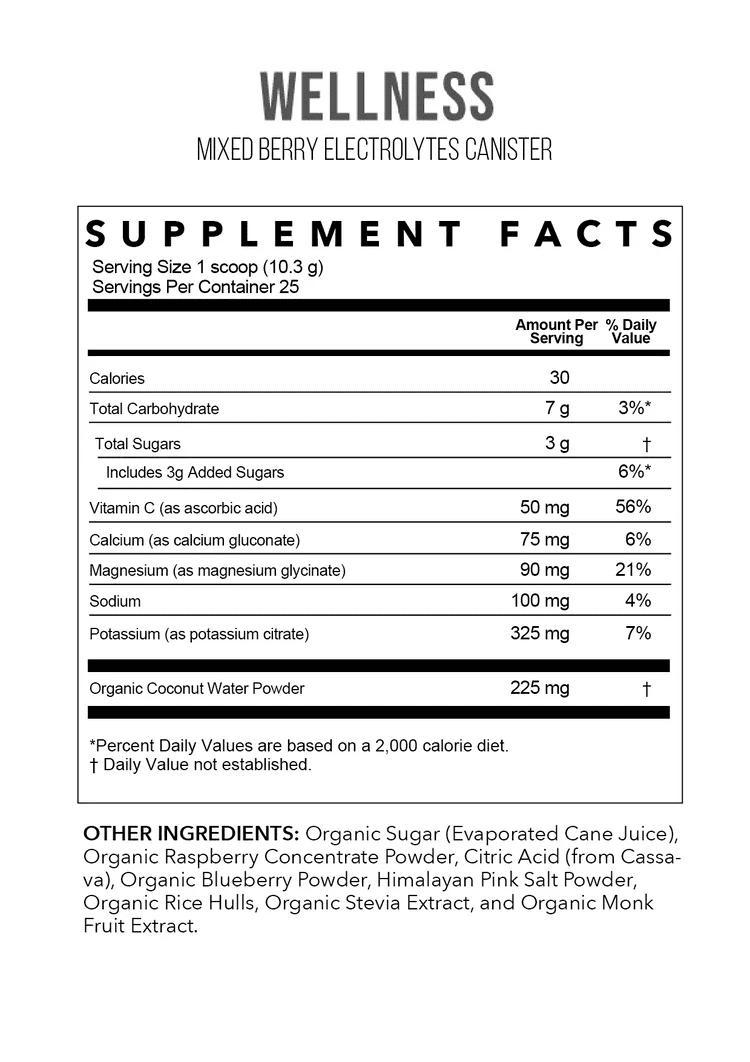 Rowe Casa Mixed Berry Electrolytes - 25 Serving Canister - Wholistic Nutrition - Minerals & Hydration - Rowe Casa