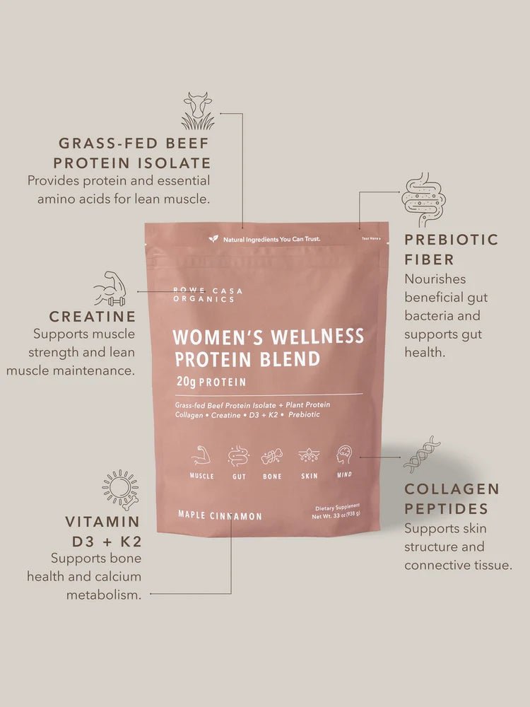 Rowe Casa Women’s Wellness Protein Blend - Maple Cinnamon | 33 Oz - Wholistic Nutrition-Protein Powder & Collagen-Rowe Casa