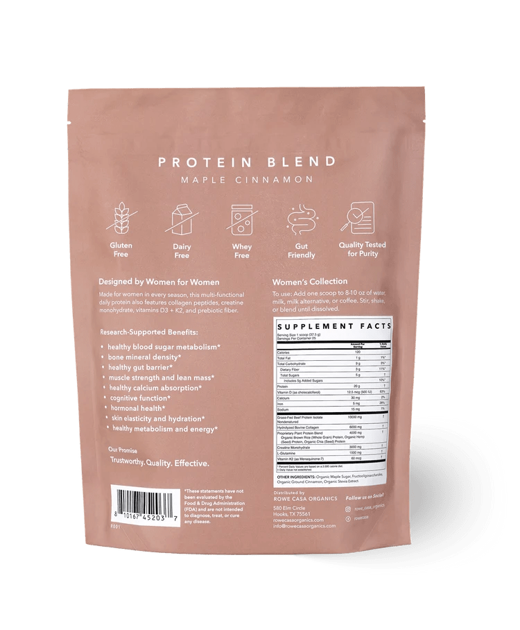 Rowe Casa Women’s Wellness Protein Blend - Maple Cinnamon | 33 Oz - Wholistic Nutrition-Protein Powder & Collagen-Rowe Casa