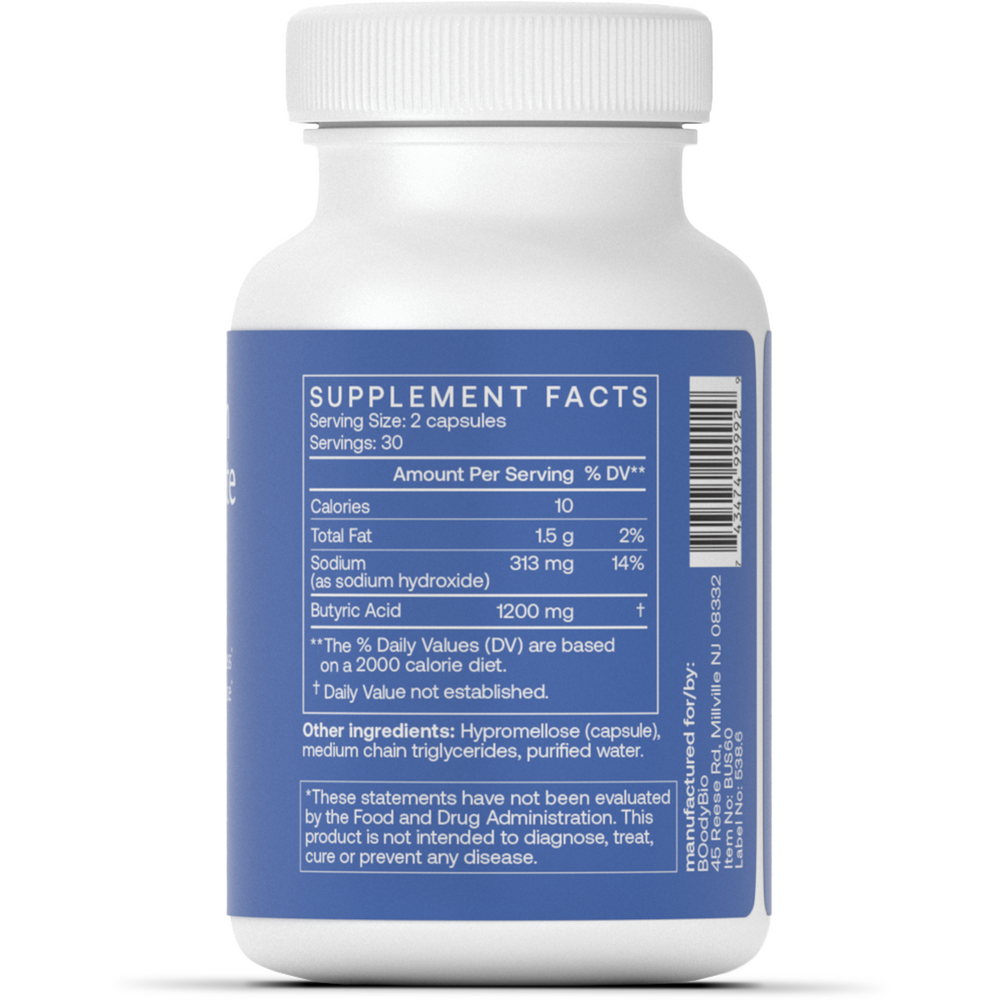 BodyBio Sodium Butyrate - 60 caps