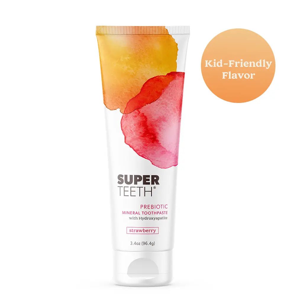 Super Teeth Prebiotic Mineral Toothpaste with Hydroxyapatite - Strawberry - Wholistic Nutrition - Wholistic Medicine Cabinet - Super Teeth