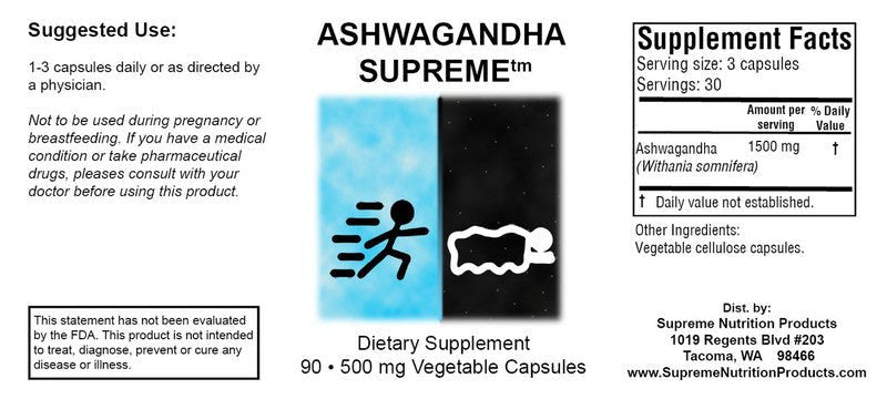 Supreme Nutrition Ashwagandha Supreme - 90 caps - Wholistic Nutrition - Wellness Supplements - Supreme Nutrition