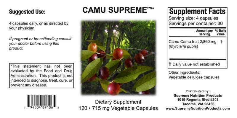 Supreme Nutrition Camu Supreme Capsules - Wholistic Nutrition - Wellness Supplements - Supreme Nutrition