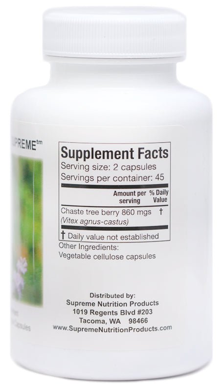 Supreme Nutrition Chaste Tree - 90 caps - Wholistic Nutrition - Wellness Supplements - Supreme Nutrition