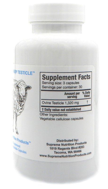 Supreme Nutrition Grass Fed Sheep Testicle - 90 caps - Wholistic Nutrition - Wellness Supplements - Supreme Nutrition