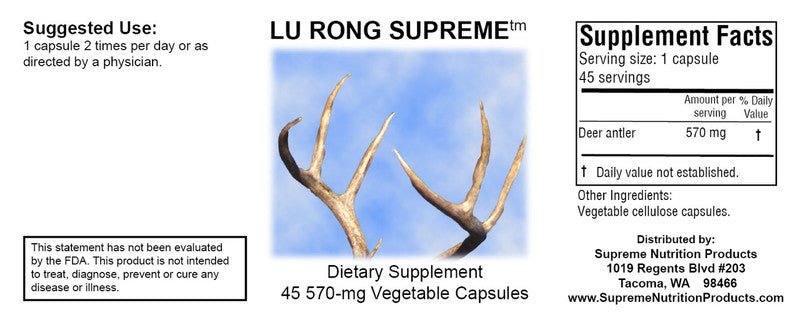 Supreme Nutrition Lu Rong Supreme - 45 caps - Wholistic Nutrition - Wellness Supplements - Supreme Nutrition