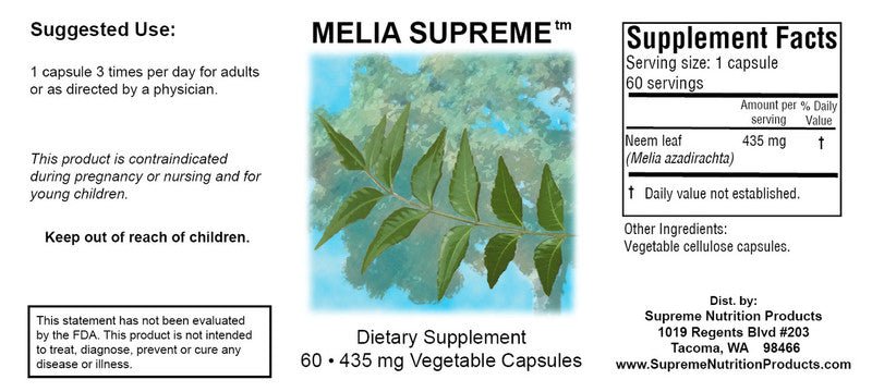 Supreme Nutrition Melia Supreme - Wholistic Nutrition - Wellness Supplements - Supreme Nutrition