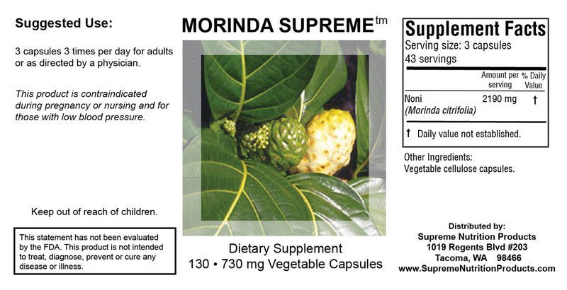 Supreme Nutrition Morinda Supreme - Wholistic Nutrition - Wellness Supplements - Supreme Nutrition