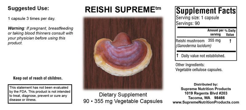 Supreme Nutrition Reishi Supreme - Wholistic Nutrition - Wellness Supplements - Supreme Nutrition