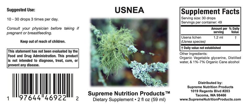 Supreme Nutrition Usnea Supreme Tincture - Wholistic Nutrition - Wellness Supplements - Supreme Nutrition