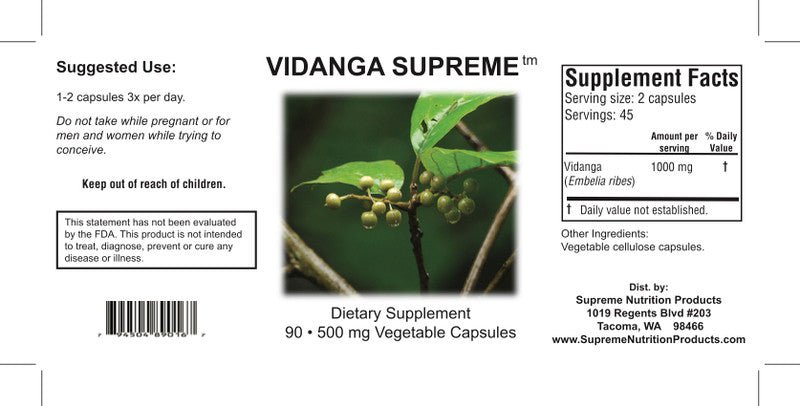 Supreme Nutrition Vidanga Supreme - 90 caps - Wholistic Nutrition - Wellness Supplements - Supreme Nutrition