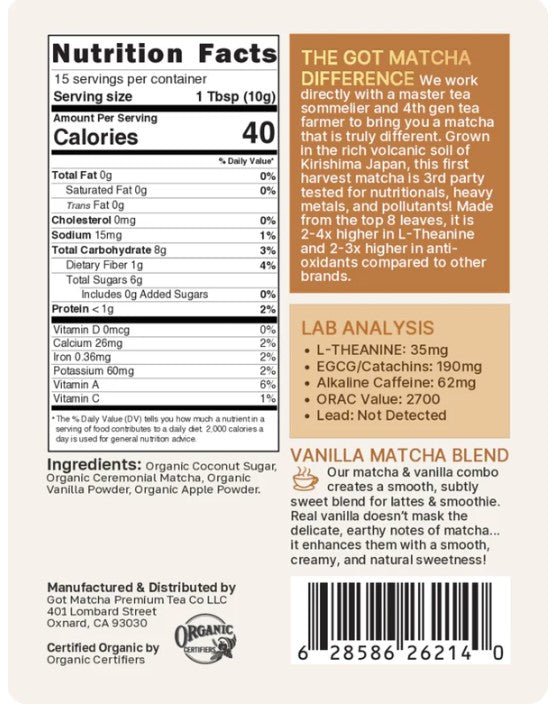 *Vanilla Matcha Blend (Formerly Known As 'Caramel - Apple') - Wholistic Nutrition - Beverage - Got Matcha