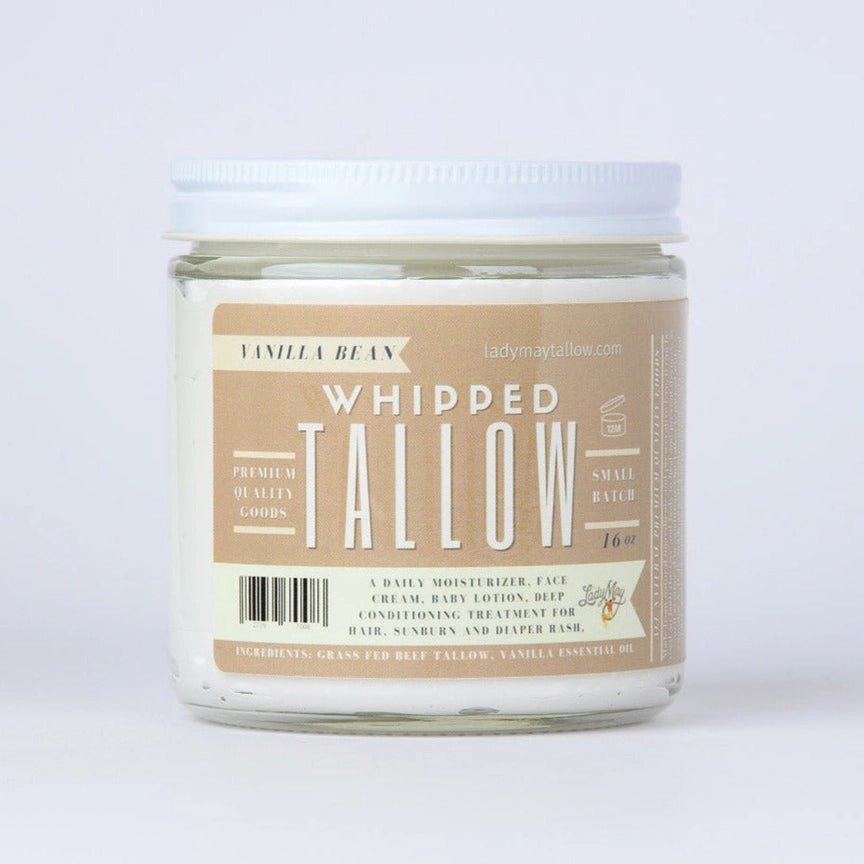 Vanilla Whipped Tallow - All Natural Grass Fed Beef Tallow Moisturizer - Wholistic Nutrition - Hair, Skin & Body Care - Lady May Tallow