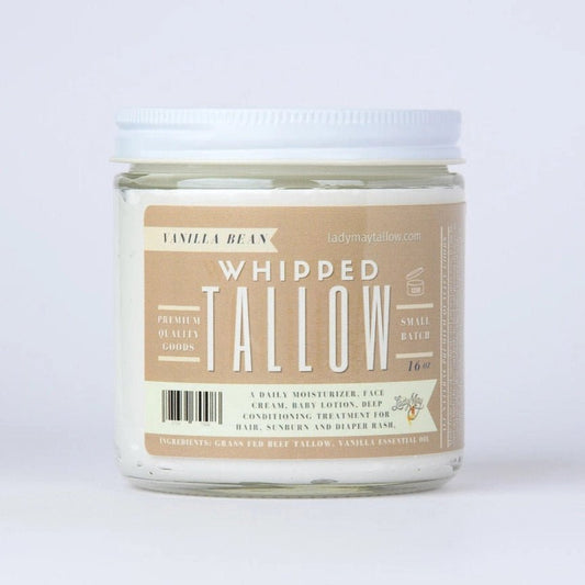 Vanilla Whipped Tallow - All Natural Grass Fed Beef Tallow Moisturizer - Wholistic Nutrition - Hair, Skin & Body Care - Lady May Tallow