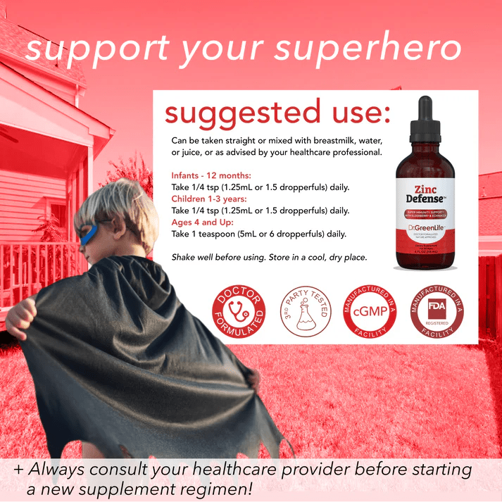 Zinc Defense Immune Liquid Zinc - Wholistic Nutrition - Wholistic Medicine Cabinet - Dr. Green Life/Mom