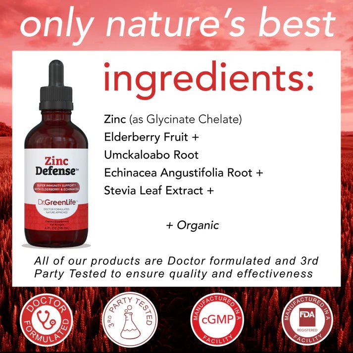 Zinc Defense Immune Liquid Zinc - Wholistic Nutrition - Wholistic Medicine Cabinet - Dr. Green Life/Mom